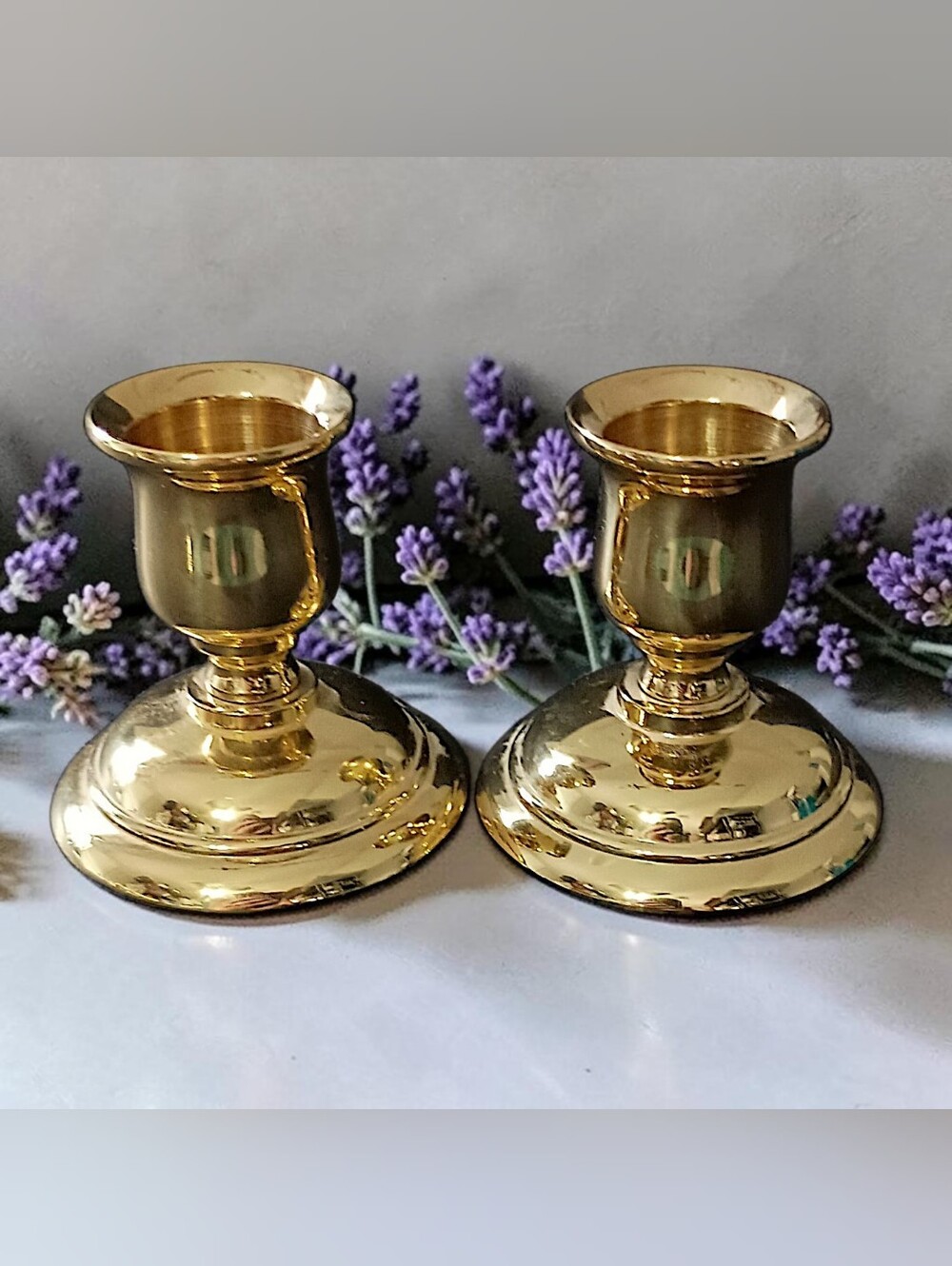 2 Vintage PartyLite Brass Candle Holders Mini Tapers Gold Tone Candlesticks
